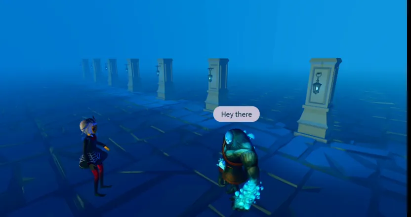 A chat bubble over a character in a Roblox experience