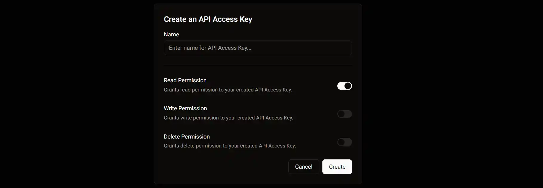 Create API Key Dialog