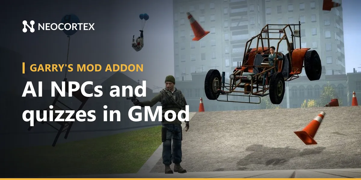 Build a Garry's Mod AI NPC addon in Lua: smart NPCs for sandbox and roleplay servers, a multiplayer quiz show host with a leaderboard, and voice commands.