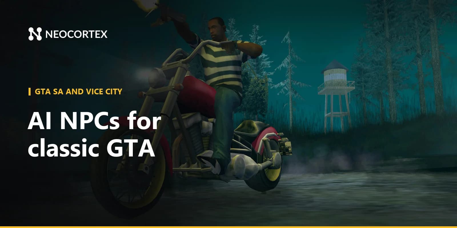 Build a GTA San Andreas AI NPC mod for SA, Vice City or GTA III with Neocortex: talking NPCs, voice commands for your crew and a radio-style trivia quiz.