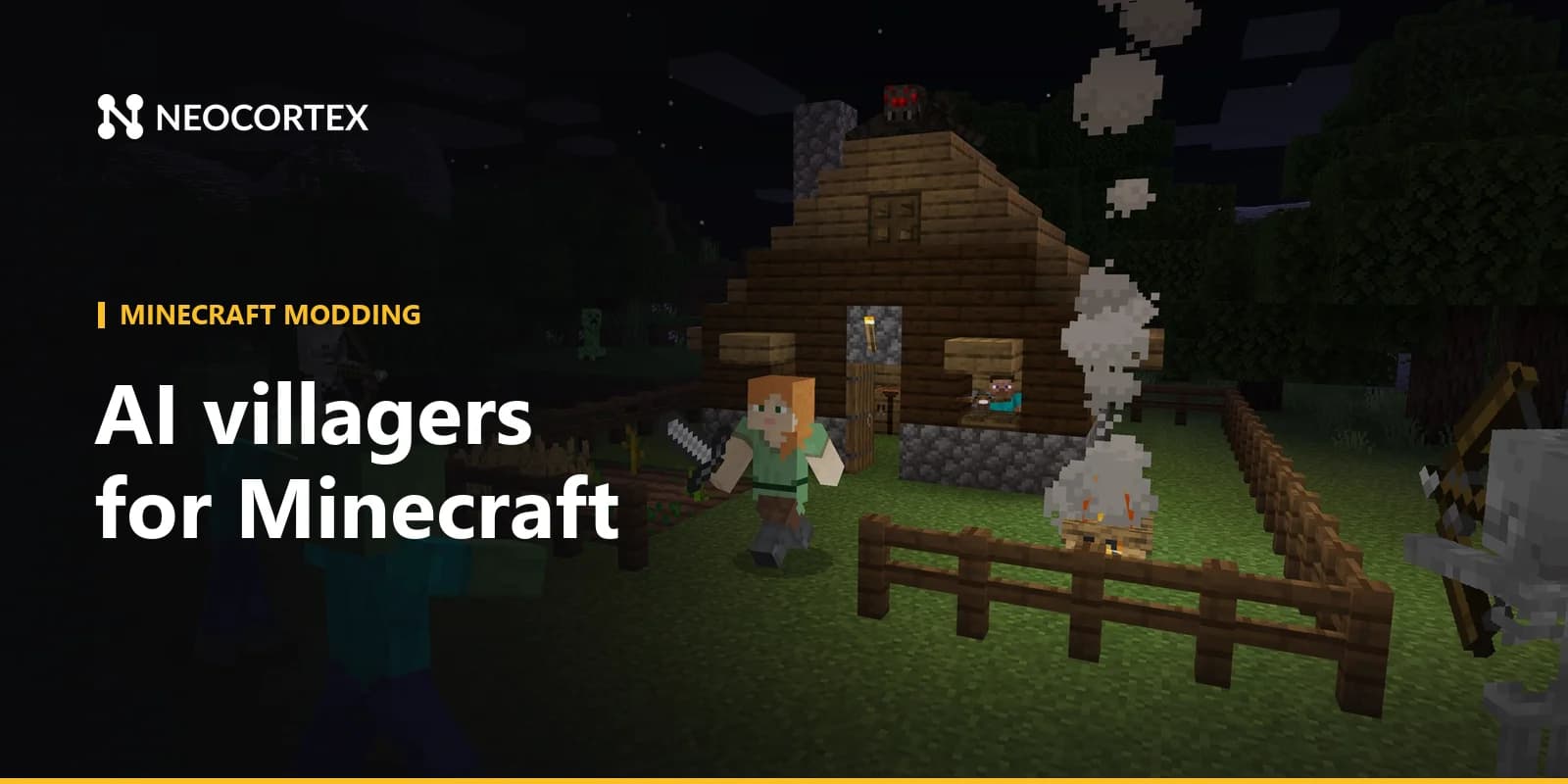 Build a Minecraft AI NPC mod on Fabric or NeoForge with Neocortex: villagers who talk and trade, classroom quizzes and voice commands for a helper NPC.