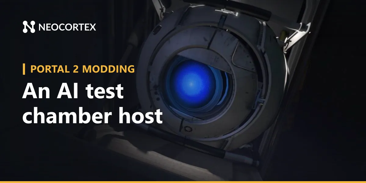 Build a Portal 2 AI mod: a sarcastic test-chamber AI that reacts to your attempts, voice-controlled chambers and a science quiz, bridged from VScript.