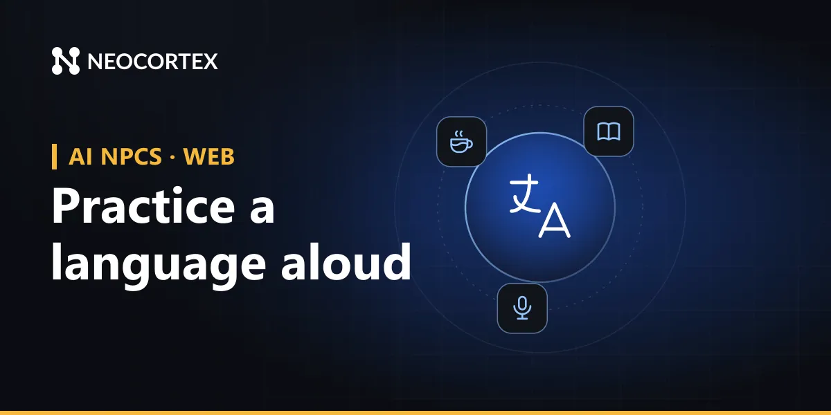 Build AI conversation partners for language learning with Neocortex: role-play a Lisbon café order or a job interview, with speaking practice and feedback.